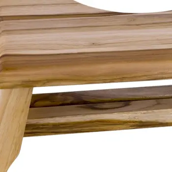 8" Natural Solid Teak Bathroom Toilet Stool