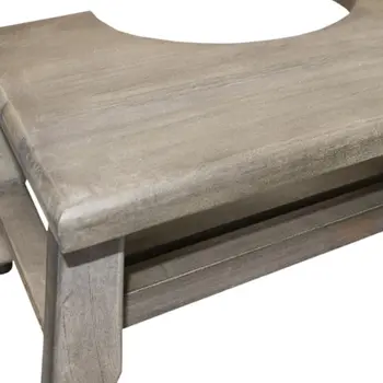 8" Gray Solid Teak Bathroom Toilet Stool