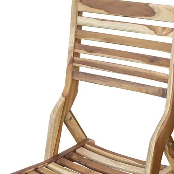22" Brown Solid Wood Outdoor Folding Dining Chair