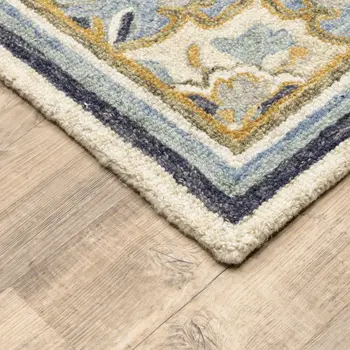 4' X 6' Blue And Ivory Bohemian Area Rug