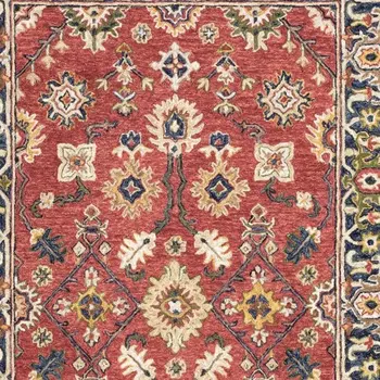 4' X 6' Red And Blue Bohemian Area Rug