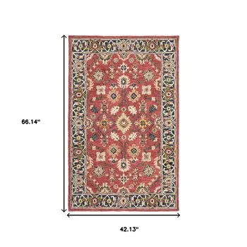 4' X 6' Red And Blue Bohemian Area Rug