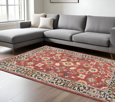 8' X 10' Red And Blue Bohemian Rug