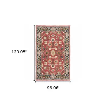 8' X 10' Red And Blue Bohemian Rug