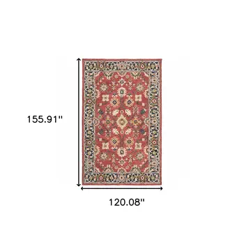 10' X 13' Red And Blue Bohemian Rug