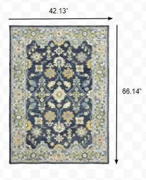 4' X 6' Navy And Blue Bohemian Area Rug