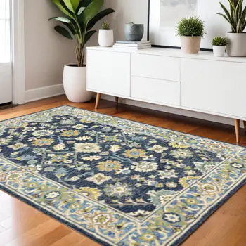 4' X 6' Navy And Blue Bohemian Area Rug