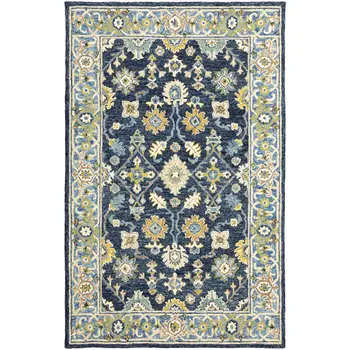 5' X 8' Navy And Blue Bohemian Area Rug