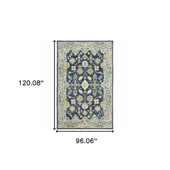 8' X 10' Navy And Blue Bohemian Rug