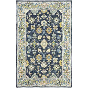 8' X 10' Navy And Blue Bohemian Rug