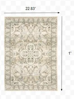 2' X 3' Beige and Ivory Power Loom Area Rug