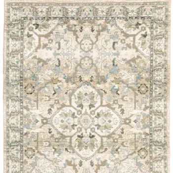 2' X 3' Beige and Ivory Power Loom Area Rug