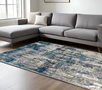 8' X 10' Grey And Blue Grey Skies Area Rug