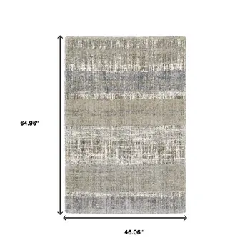 4' X 6' Grey And Ivory Abstract Lines Area Rug