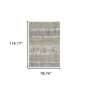 7' X 9' Grey And Ivory Abstract Lines Area Rug
