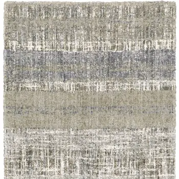 7' X 9' Grey And Ivory Abstract Lines Area Rug
