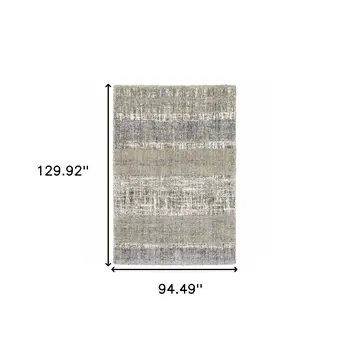 8' X 10' Grey And Ivory Abstract Lines Area Rug