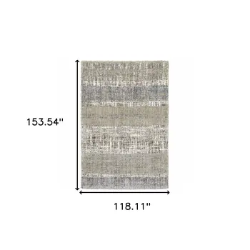 9' X 12' Grey And Ivory Abstract Lines Area Rug