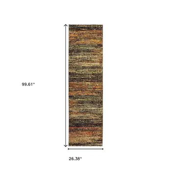 2' X 8' Gold And Slate Abstract Runner Rug