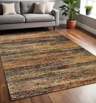 5' X 8' Gold And Slate Abstract Area Rug