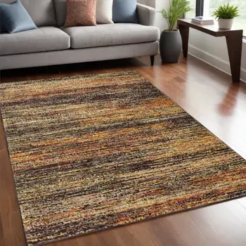 5' X 8' Gold And Slate Abstract Area Rug