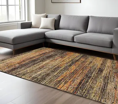 10' X 14' Gold And Slate Abstract Area Rug