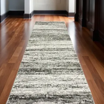 12' Ash And Slate Abstract Runner Rug