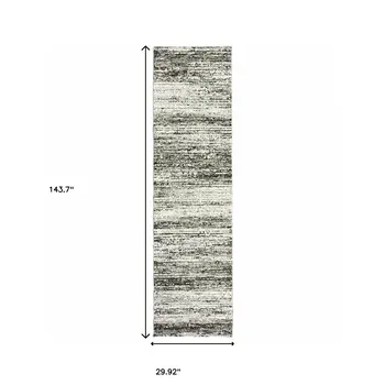 12' Ash And Slate Abstract Runner Rug