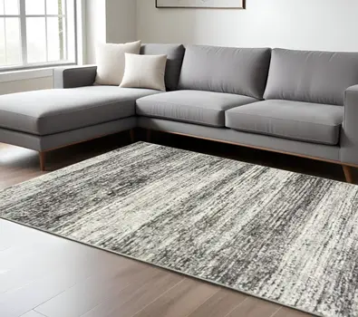 8' X 10' Ash And Slate Abstract Area Rug