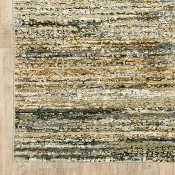 2' X 8' Gold And Green Abstract Runner Rug