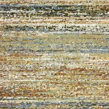 2' X 8' Gold And Green Abstract Runner Rug