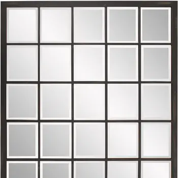 Rectangular Antique Black Finish Mirror With Beveled Edge