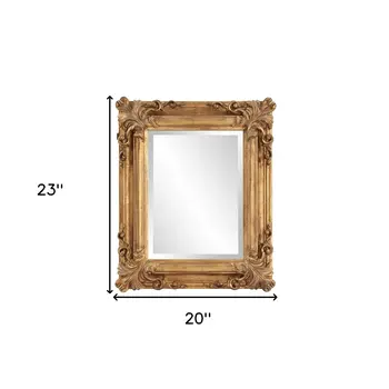 23" Antiqued Gold Ornate Scroll Framed Accent Mirror