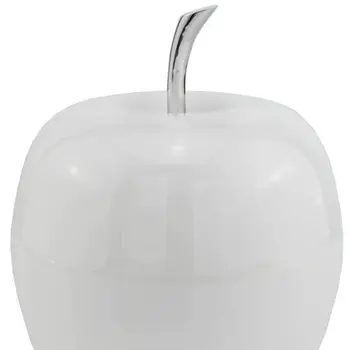 8" White Aluminum Decorative Apple Tabletop Sculpture