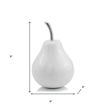 White Medium  Pear Shaped Aluminum Accent Home Decor