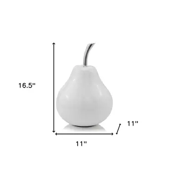 White Jumbo Pear Shaped Aluminum Accent Home Decor