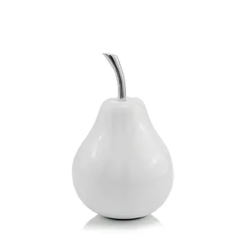7" White Aluminum Decorative Pear Tabletop Sculpture