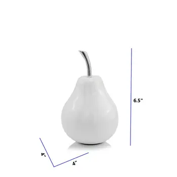 7" White Aluminum Decorative Pear Tabletop Sculpture