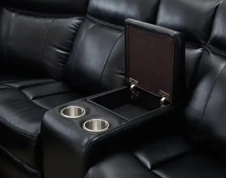 Black Polyester Blend Power Reclining L Shaped Three Piece Corner Sectional With Console