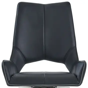 Set of Two Black and Silver Upholstered Faux Leather Dining Side Chairs