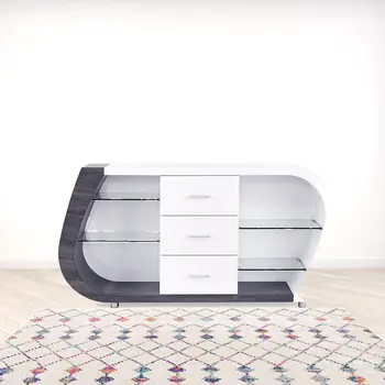 White And Grey Multi Tone Buffet With 3 Drawers