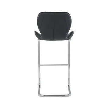 Set of Four 26 " Black And Silver Metal Low Back Bar Height Bar Chairs