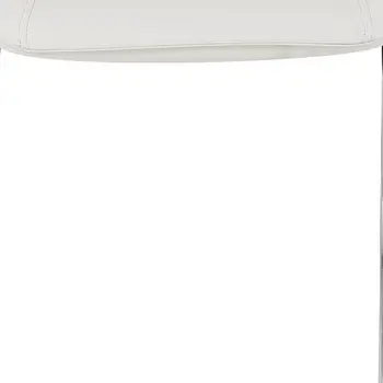 Set of Four 26 " White And Silver Metal Low Back Bar Height Bar Chairs