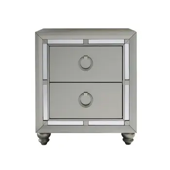 28" Solid and Manufactured Wood And Mirrored Glass Nightstand