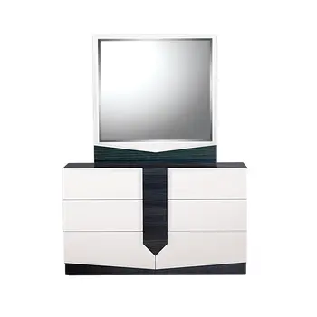44" Gray And White Glass And Wood Mounted Accent Mirror