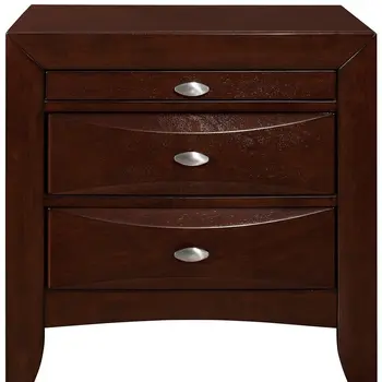 25" Merlot Wood Three Drawer Nightstand