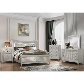 65" Champagne Solid Wood With Bling Six Drawer Double Dresser