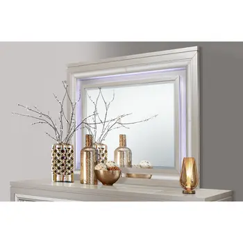 38" Champagne Wood Lighted Mounted Accent Mirror
