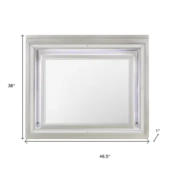 38" Champagne Wood Lighted Mounted Accent Mirror