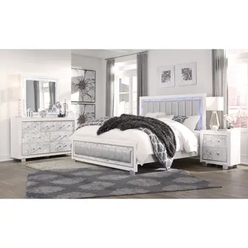 41" White Faux Marble Wood Lighted Mounted Accent Mirror